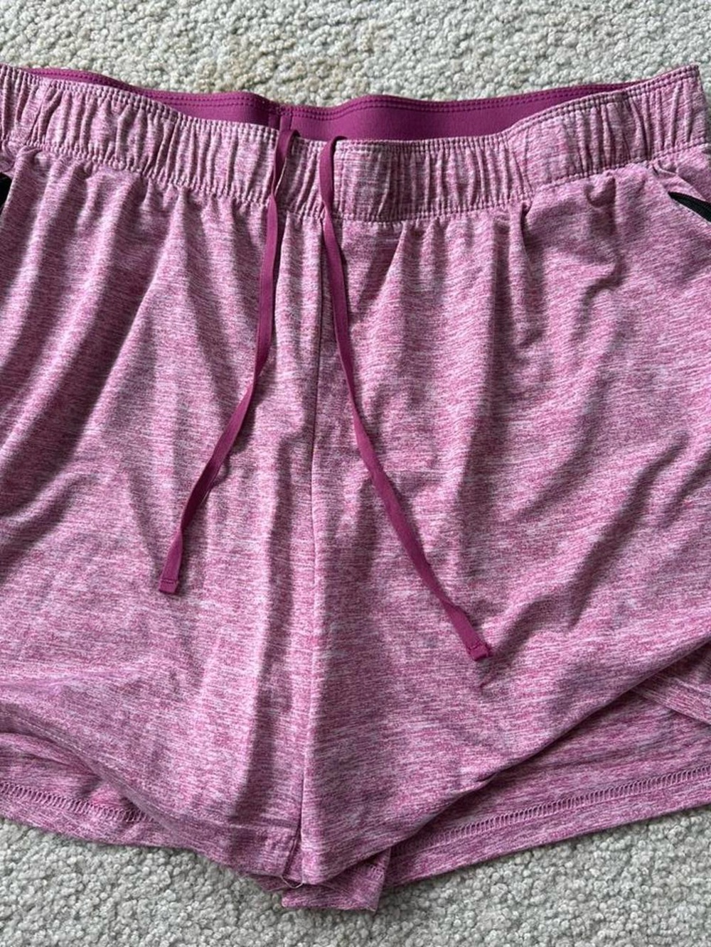 Heathered Pink Athletic Drawstring Shorts